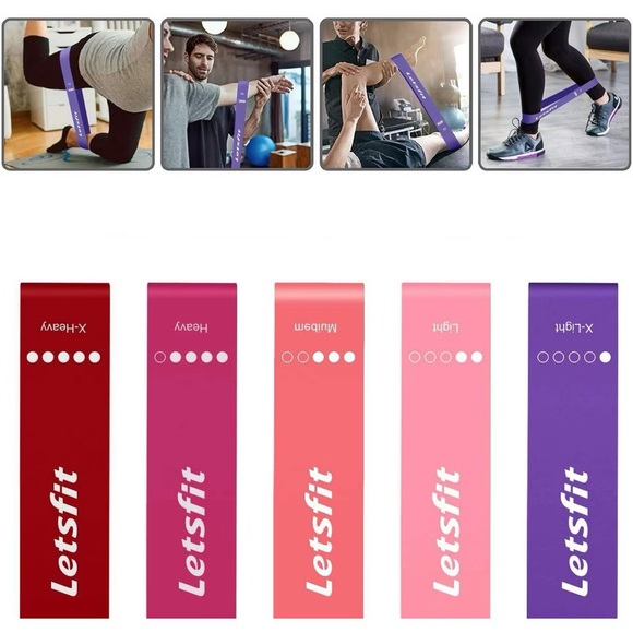 NIB Letsfit Set of 5, Resistance Loop Exercise Bands - Picture 5 of 6